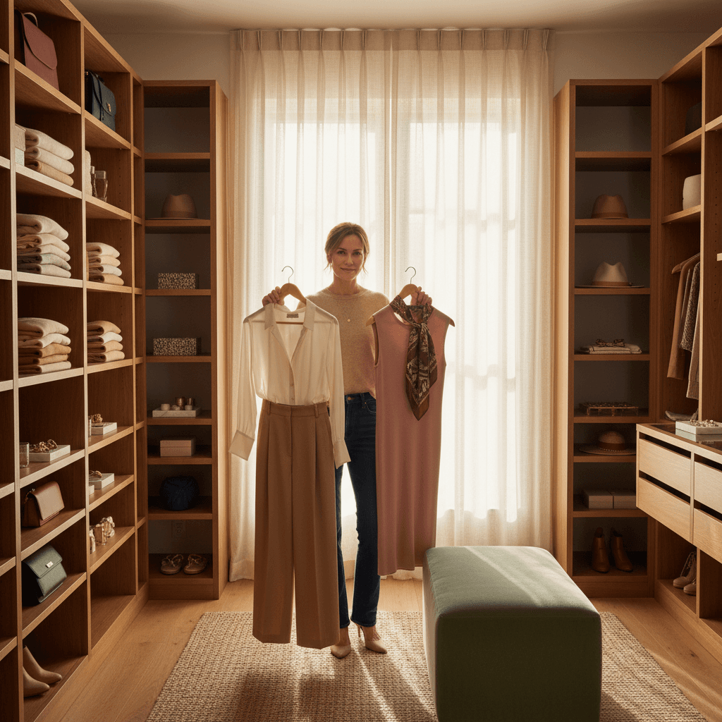 Beautifully styled wardrobe flat-lay